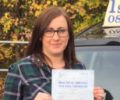 Jenny with Driving test pass certificate